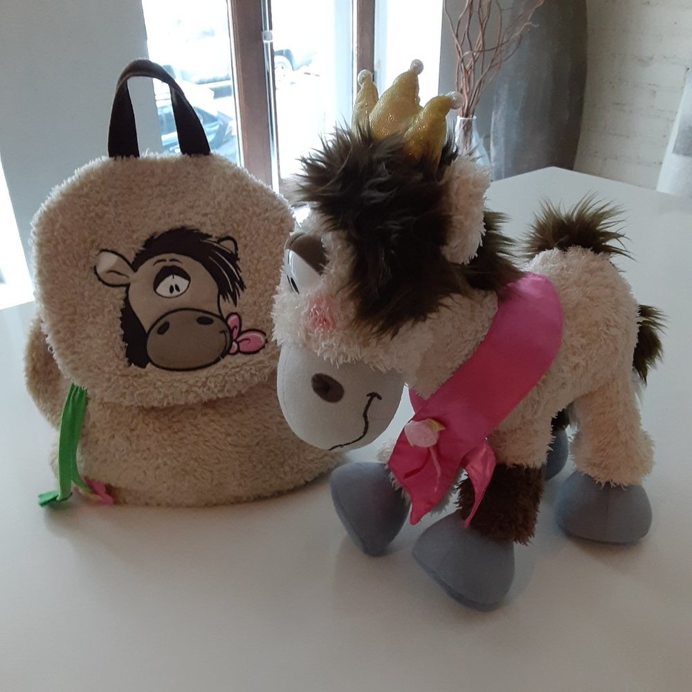 Diddl Galupy Horse Plush, Depesche Germany, crown, pink ribbon, 14" -RARE - Picture 1 of 11